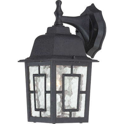 Nuvo Lighting 60/4923  Banyan - 1 Light - 12" Outdoor Wall with Clear Water Glass in Textured Black Finish